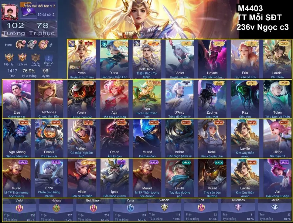 Acc Trắng Thông Tin