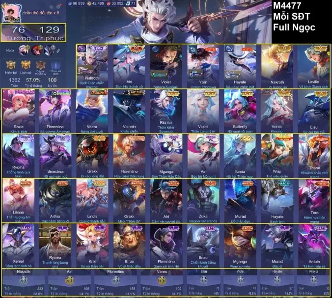 Tặng Acc Liên Quân Full Skin